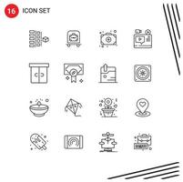 Group of 16 Outlines Signs and Symbols for decor youtube bag blog video Editable Vector Design Elements