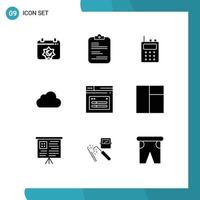 Solid Glyph Pack of 9 Universal Symbols of page cloudy document storage cloud Editable Vector Design Elements