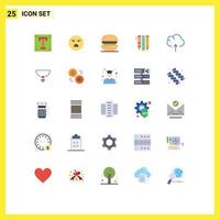 Group of 25 Modern Flat Colors Set for items essential tools feeling tools food Editable Vector Design Elements