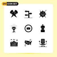 Universal Icon Symbols Group of 9 Modern Solid Glyphs of e commerce email cell cup prize Editable Vector Design Elements