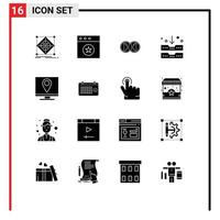 16 User Interface Solid Glyph Pack of modern Signs and Symbols of address drawer coin archive drawer man Editable Vector Design Elements