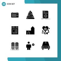 9 Creative Icons Modern Signs and Symbols of castle building bathroom code bath script Editable Vector Design Elements