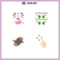 Set of 4 Vector Flat Icons on Grid for chemical equipment love clover yarn Editable Vector Design Elements