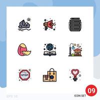 Mobile Interface Filledline Flat Color Set of 9 Pictograms of globe book edit easter egg Editable Vector Design Elements