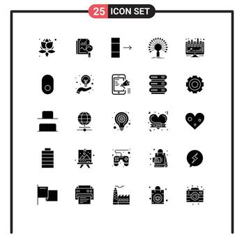 25 Universal Solid Glyph Signs Symbols of presentation analytics data retrieval informational Editable Vector Design Elements