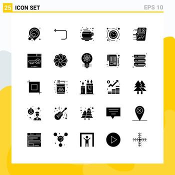 Modern Set of 25 Solid Glyphs Pictograph of report file coffee the clock Editable Vector Design Elements