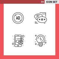 Stock Vector Icon Pack of 4 Line Signs and Symbols for ad address digital callout mobile Editable Vector Design Elements