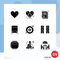 Set of 9 Vector Solid Glyphs on Grid for money train canada sign list Editable Vector Design Elements