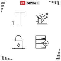 4 Creative Icons Modern Signs and Symbols of font security home lock add Editable Vector Design Elements