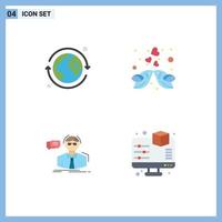 Universal Icon Symbols Group of 4 Modern Flat Icons of earth student kissing love teacher Editable Vector Design Elements