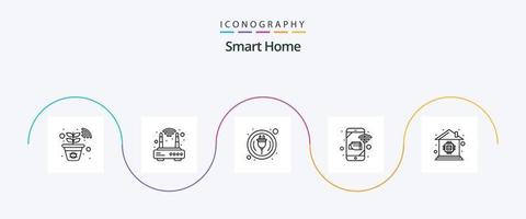 Smart Home Line 5 Icon Pack Including house. chip. smart. security. monitoring vector