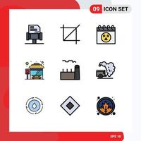 9 Creative Icons Modern Signs and Symbols of steam plant cooling tower halloween boiling plant city bus terminal Editable Vector Design Elements