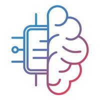 Brain Chip Line Gradient Icon vector