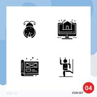 Modern Set of 4 Solid Glyphs and symbols such as bug creative spring property document Editable Vector Design Elements