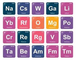 20 Preiodic table of the elements Icon Pack Design vector