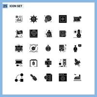 Set of 25 Modern UI Icons Symbols Signs for circuit safe dollar money world Editable Vector Design Elements