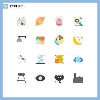 16 Flat Color concept for Websites Mobile and Apps shower setting angle optimization customize Editable Pack of Creative Vector Design Elements