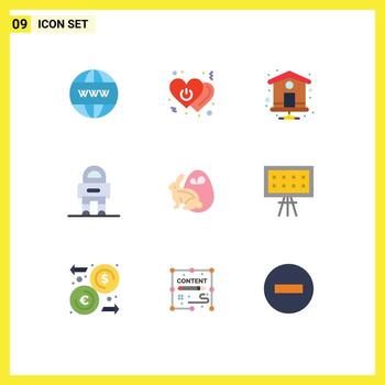 Pictogram Set of 9 Simple Flat Colors of bynny suit switch space astronaut Editable Vector Design Elements