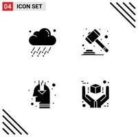 4 User Interface Solid Glyph Pack of modern Signs and Symbols of cloud marketing wind mortgage public opinion Editable Vector Design Elements