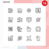 Outline Pack of 16 Universal Symbols of catalog peer budget payments mobile Editable Vector Design Elements