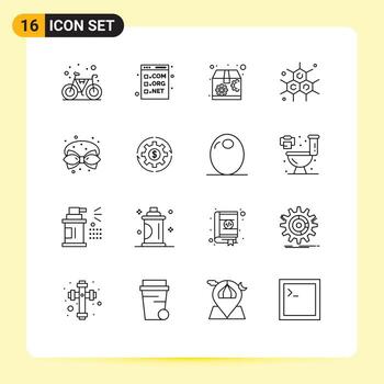 16 iconos creativos signos y símbolos modernos de programación de cumpleaños de navidad ciencia química elementos de diseño vectorial editables vector