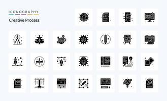 25 Creative Process Solid Glyph icon pack vector