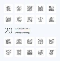 20 Online Learning Line icon Pack like result mail note letter search vector