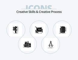 Creative Skills And Creative Process Glyph Icon Pack 5 Icon Design. creative. logo. compass. measurement. calipers vector