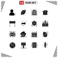 16 Thematic Vector Solid Glyphs and Editable Symbols of buildings wedding building heart home Editable Vector Design Elements