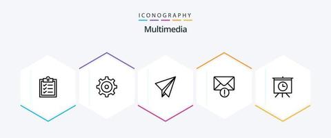 Multimedia 25 Line icon pack including . alert. . presentation vector