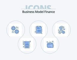 paquete de iconos azul de finanzas 5 diseño de iconos. informe. financiero. dinero. anual. índice vector