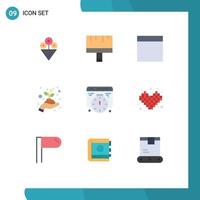 User Interface Pack of 9 Basic Flat Colors of tetris games growth competition web Editable Vector Design Elements