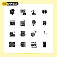 Stock Vector Icon Pack of 16 Line Signs and Symbols for thinking innovation education idea learning Editable Vector Design Elements