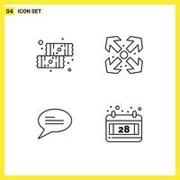 User Interface Pack of 4 Basic Filledline Flat Colors of chocolate messages sweets maximize date Editable Vector Design Elements