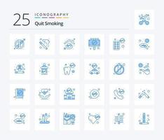 Quit Smoking 25 Blue Color icon pack including sign board. vaping. not allowed. block vector