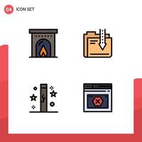 Pictogram Set of 4 Simple Filledline Flat Colors of hotel day archive download holidays Editable Vector Design Elements