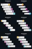 plantilla de diapositiva de presentación del paquete de infografías vectoriales 6 diagramas de ciclo de 5 pasos y líneas de tiempo vector