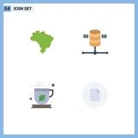 paquete de interfaz de usuario de 4 iconos planos básicos de brasil mocha computación documento de alojamiento web elementos de diseño vectorial editables vector