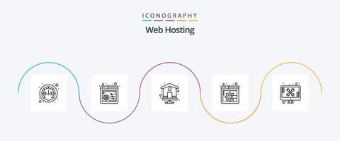 paquete de iconos de la línea 5 de alojamiento web que incluye herramientas. apoyo. página de inicio pantalla. página web vector