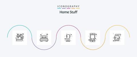 Home Stuff Line 5 Icon Pack Including toast. contact. blender. smartphone. mobile vector