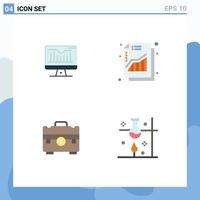 4 Universal Flat Icons Set for Web and Mobile Applications computer briefcase monitor revenue handbag Editable Vector Design Elements