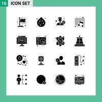 paquete de iconos de vector de stock de 16 signos y símbolos de línea para elementos de diseño de vector editables de nota de escuela de hombre de código html