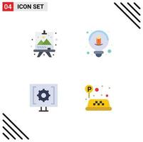 Editable Vector Line Pack of 4 Simple Flat Icons of board help paint idea support Editable Vector Design Elements