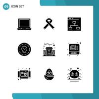 Group of 9 Solid Glyphs Signs and Symbols for money dollar medical coin people Editable Vector Design Elements