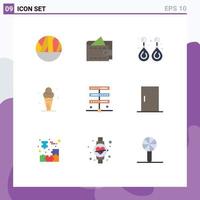paquete de 9 colores planos creativos de elementos de diseño vectorial editables de helado de moda de cono de alojamiento