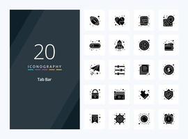 20 Tab Bar Solid Glyph icon for presentation vector