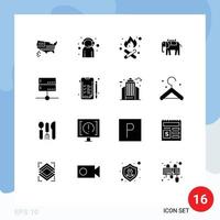 Modern Set of 16 Solid Glyphs and symbols such as data indian support elephant africa Editable Vector Design Elements