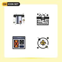 Universal Icon Symbols Group of 4 Modern Filledline Flat Colors of atm interface credit water page Editable Vector Design Elements