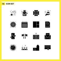 Universal Icon Symbols Group of 16 Modern Solid Glyphs of making oil lighting lamp fire Editable Vector Design Elements