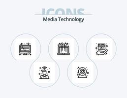 paquete de iconos de línea de tecnología de medios 5 diseño de iconos. toque. mano. cámara. ondas. mezclador vector